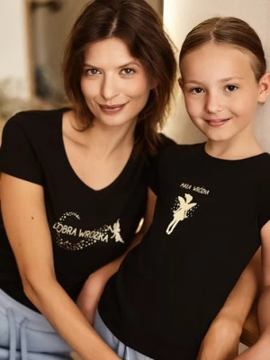 T-shirt dziewczęcy z napisem Mała Wróżka czarny Family Concept by 5.10.15.