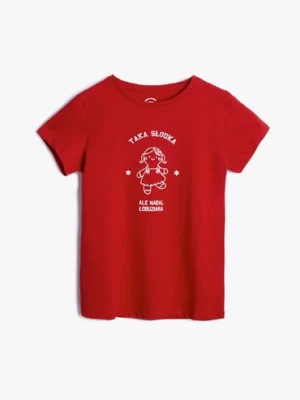 T-shirt dziewczęcy z napisem Taka słodka ale nadal łobuziara bordowy Family Concept by 5.10.15.