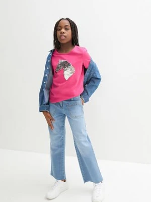 T-shirt dziewczęcy z obracanymi cekinami, z bawełny organicznej bonprix