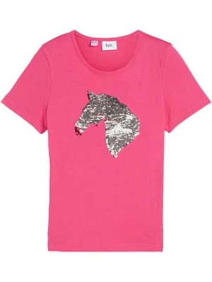 T-shirt dziewczęcy z obracanymi cekinami, z bawełny organicznej bonprix