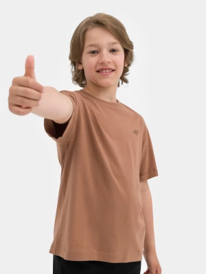 T-shirt gładki chłopięcy - brązowy 4F