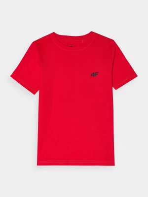 T-shirt gładki chłopięcy - czerwony 4F JUNIOR