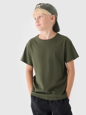 T-shirt gładki chłopięcy - oliwkowy/khaki 4F