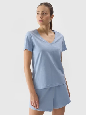 T-shirt gładki damski - niebieski 4F