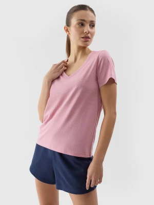 T-shirt gładki damski - różowy 4F