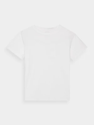 T-shirt gładki dziewczęcy - biały 4F