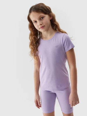 T-shirt gładki dziewczęcy - fioletowy 4F