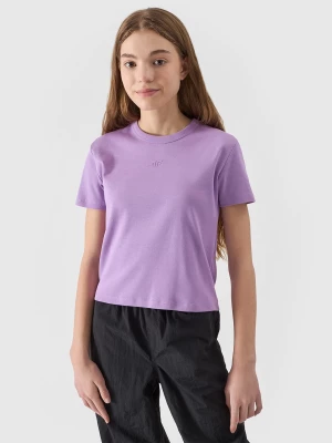 T-shirt gładki dziewczęcy - fioletowy 4F JUNIOR