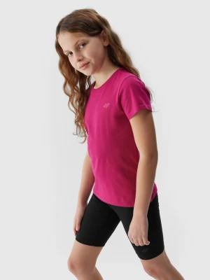 T-shirt gładki dziewczęcy - różowy 4F