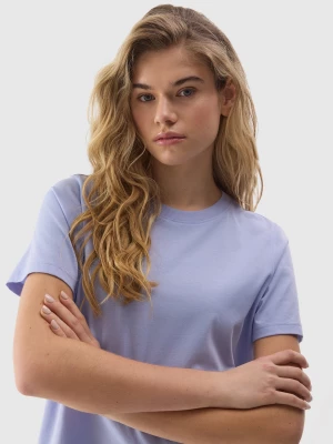 T-shirt gładki z bawełną organiczną damski - niebieski 4F