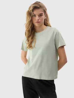 T-shirt gładki z bawełną organiczną damski - zielony 4F