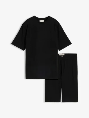 T-shirt i bawełniane kolarki ze stretchem (2 części) BonPrix czarny