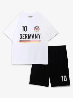 T-shirt i bermudy z dżerseju z miękkiej bawełny organicznej (komplet 2-cz.) BonPrix biały