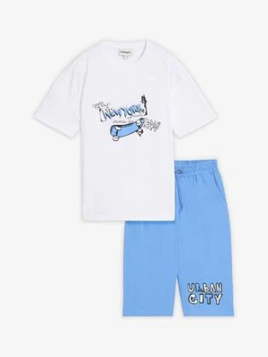 T-shirt i długie bermudy uszyte z czystej bawełny organicznej, loose fit (2 części) bonprix