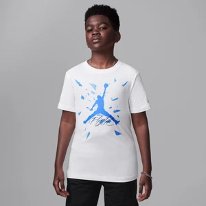 T-shirt Jumpman z ilustracją rozbitego szkła dla dużych dzieci Jordan - Biel