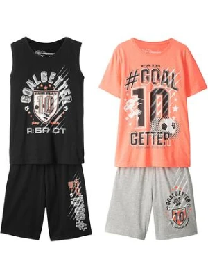 T-shirt + koszulka bez rękawów + 2 x krótkie spodenki (zestaw 4-cz.) bonprix