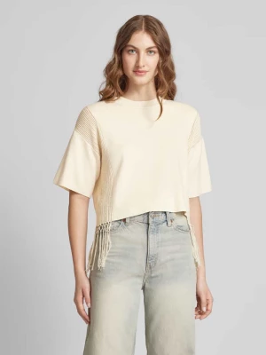 T-shirt krótki z frędzlami model ‘Sanya’ Object