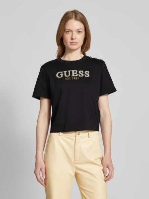T-shirt krótki z nadrukiem z logo Guess