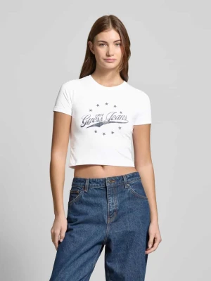 T-shirt krótki z nadrukiem z logo Guess Jeans
