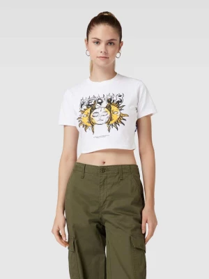 T-shirt krótki z nadrukiem z motywem model ‘Face the Sun’ PEQUS