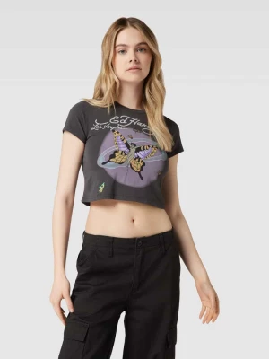 T-shirt krótki z okrągłym dekoltem model ‘MOTHERFLY’ Ed Hardy