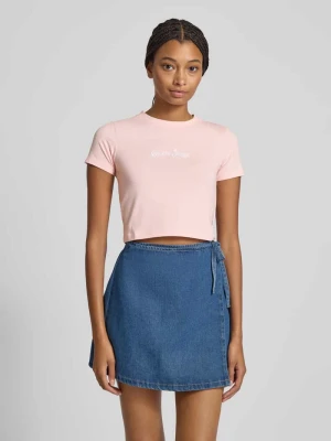 T-shirt krótki z wyhaftowanym logo Guess Jeans