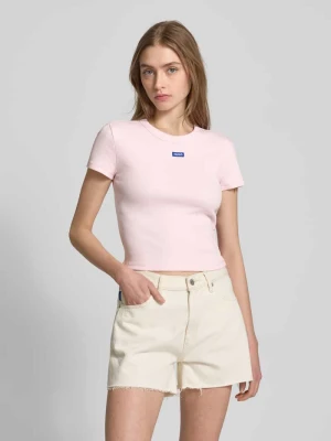 T-shirt krótki z wyhaftowanym logo Hugo Blue
