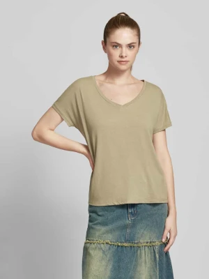 T-shirt lniany z dekoltem w serek QS