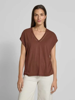 T-shirt lniany z dekoltem w serek Scotch & Soda