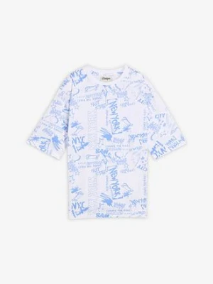 T-shirt loose fit z czystej bawełny organicznej BonPrix biały