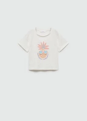 Koszulka bawełniana z nadrukiem ananasa i wypukłym motywem MANGO BABY