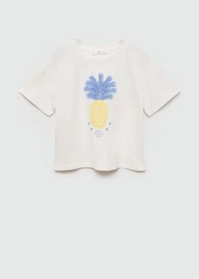 Koszulka bawełniana z nadrukiem ananasa i wypukłym motywem Mango Kids