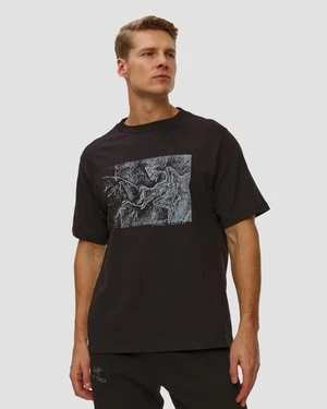T-shirt Męski Arcteryx Kragg Cotton Lithographica Shirt Ss Czarny