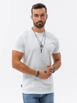 T-shirt męski bawełniany BASIC - biały Ombre Clothing