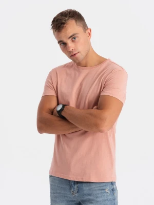 T-shirt męski bawełniany BASIC - różowy V9 Ombre Clothing