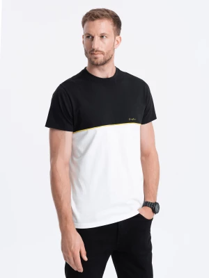 T-shirt męski bawełniany dwukolorowy - czarno-biały V2 S1619
 -                                    L