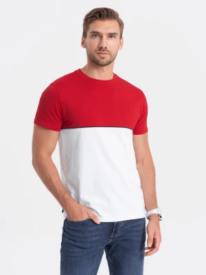 T-shirt męski bawełniany dwukolorowy - czerwono-biały V6 S1619
 -                                    M