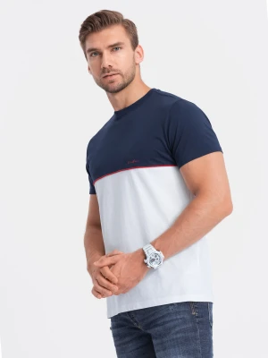 T-shirt męski bawełniany dwukolorowy - granatowo-biały V7 S1619
 -                                    XXL Ombre