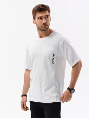 T-shirt męski bawełniany OVERSIZE - biały V1 S1628
 -                                    S