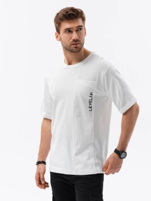 T-shirt męski bawełniany OVERSIZE - biały V1 S1628
 -                                    XXL