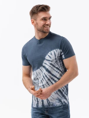 T-shirt męski bawełniany TIE DYE - ciemnoniebieski V4 S1617
 -                                    L