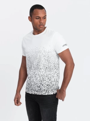 T-shirt męski bawełniany z gradientowym nadrukiem - biały V1 OM-TSPT-22SS-001
 -                                    XL