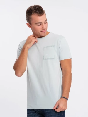 T-shirt męski bawełniany z kieszonką - jasnoszary V10 OM-TSPT-0154
 -                                    M