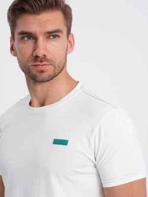 T-shirt męski bawełniany z kontrastową nitką - biały V5 OM-TSCT-0151
 -                                    XXL