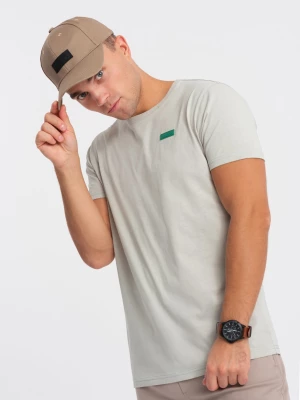 T-shirt męski bawełniany z kontrastową nitką - jasnoszary V2 OM-TSCT-0151
 -                                    XXL
