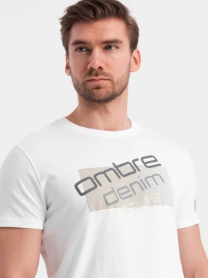 T-shirt męski bawełniany z logotypem - biały V1 OM-TSPT-0139
 -                                    M