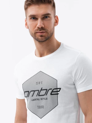T-shirt męski bawełniany z nadrukiem - biały V1 S1753
 -                                    XXL