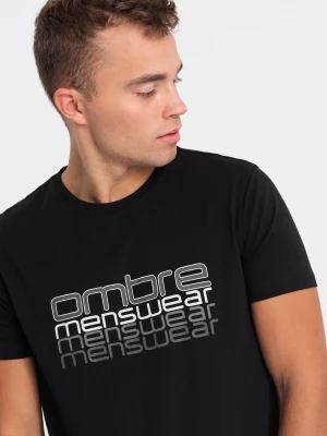 T-shirt męski bawełniany z nadrukiem - czarny V3 OM-TSPT-0160
 -                                    XL