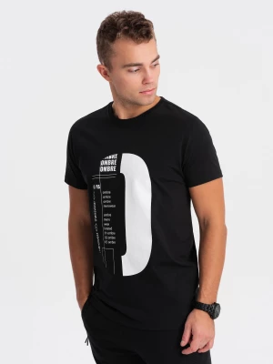 T-shirt męski bawełniany z nadrukiem - czarny V3 OM-TSPT-0166
 -                                    XXL