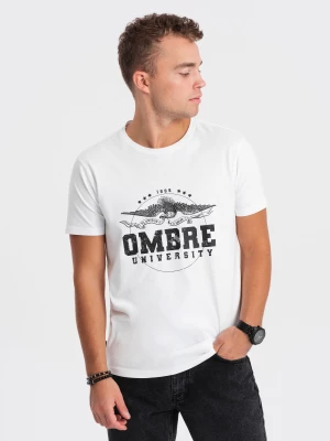 T-shirt męski bawełniany z printem militarnym - biały V3 OM-TSPT-0164
 -                                    M